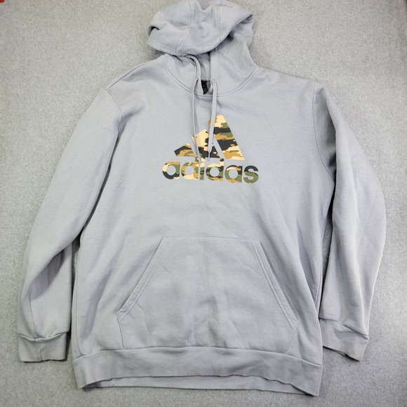 adidas Other - Adidas Hoodie Mens XL Gray Camouflage Pullover Casual Gym Workout  Logo active